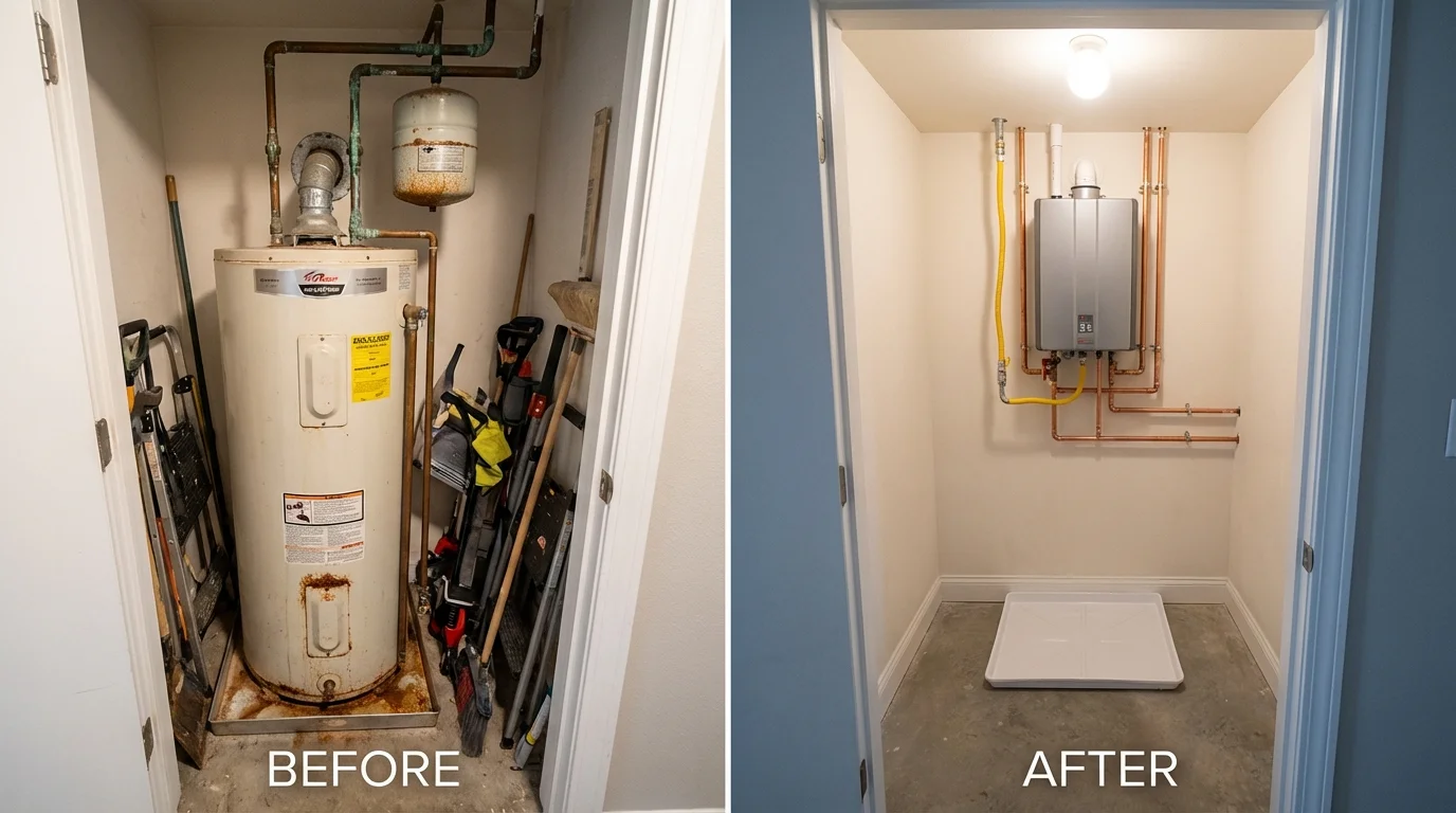 Tank water heater versus wall-mounted tankless unit comparison for Somerset, KY homeowners