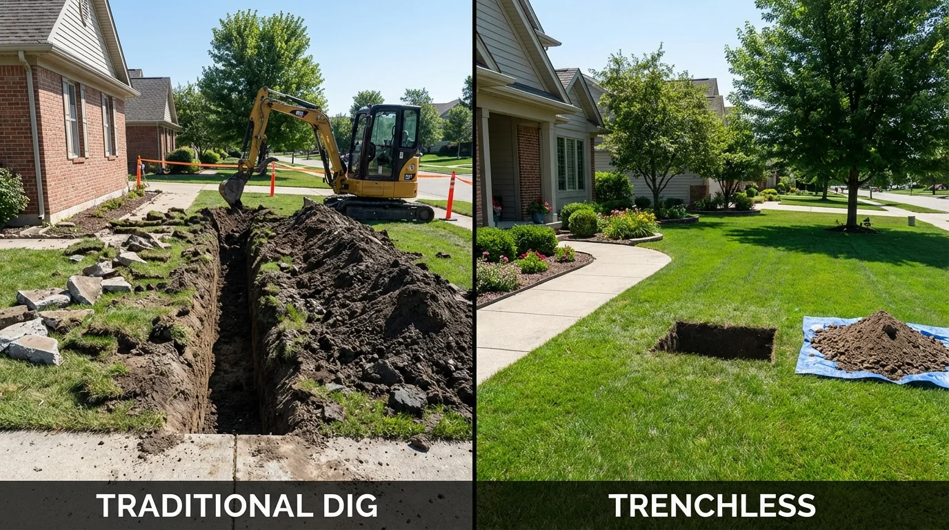 Trenchless sewer repair with minimal yard damage versus traditional excavation in Somerset, KY